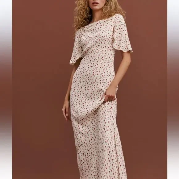 Reformation Lassie Floral Cream Dress size 8 - Picture 6 of 7